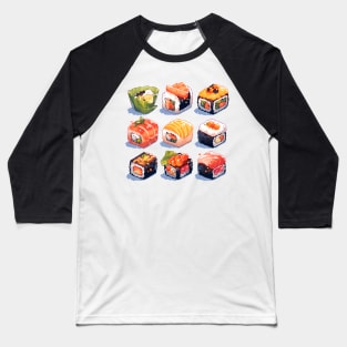 Cute Sushi Anime Food Pixel Art Baseball T-Shirt